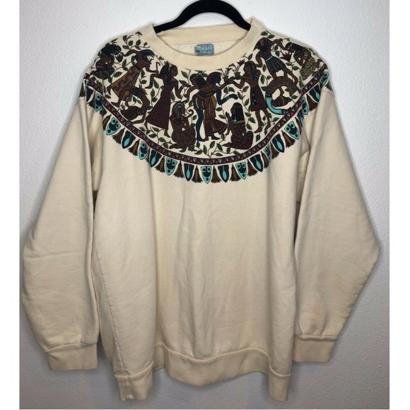 Mobaco Cottons VTG Sweatshirt Aztec Egyptian Print - Picture 1 of 7